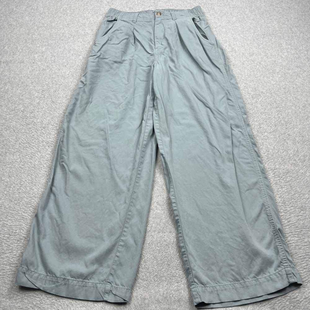 Madewell Neale Drapeweave Pants Womens 8 Blue Wide Straight Leg Pleated NI613